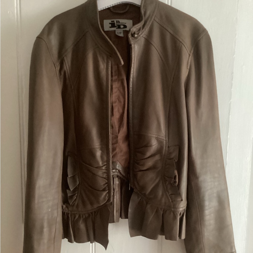 Browns’ Soft leather peplum style fall jacket